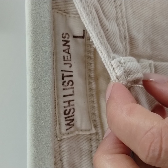 Wish List denim cream jeans split front size large 100% cotton high waist - Picture 4 of 12